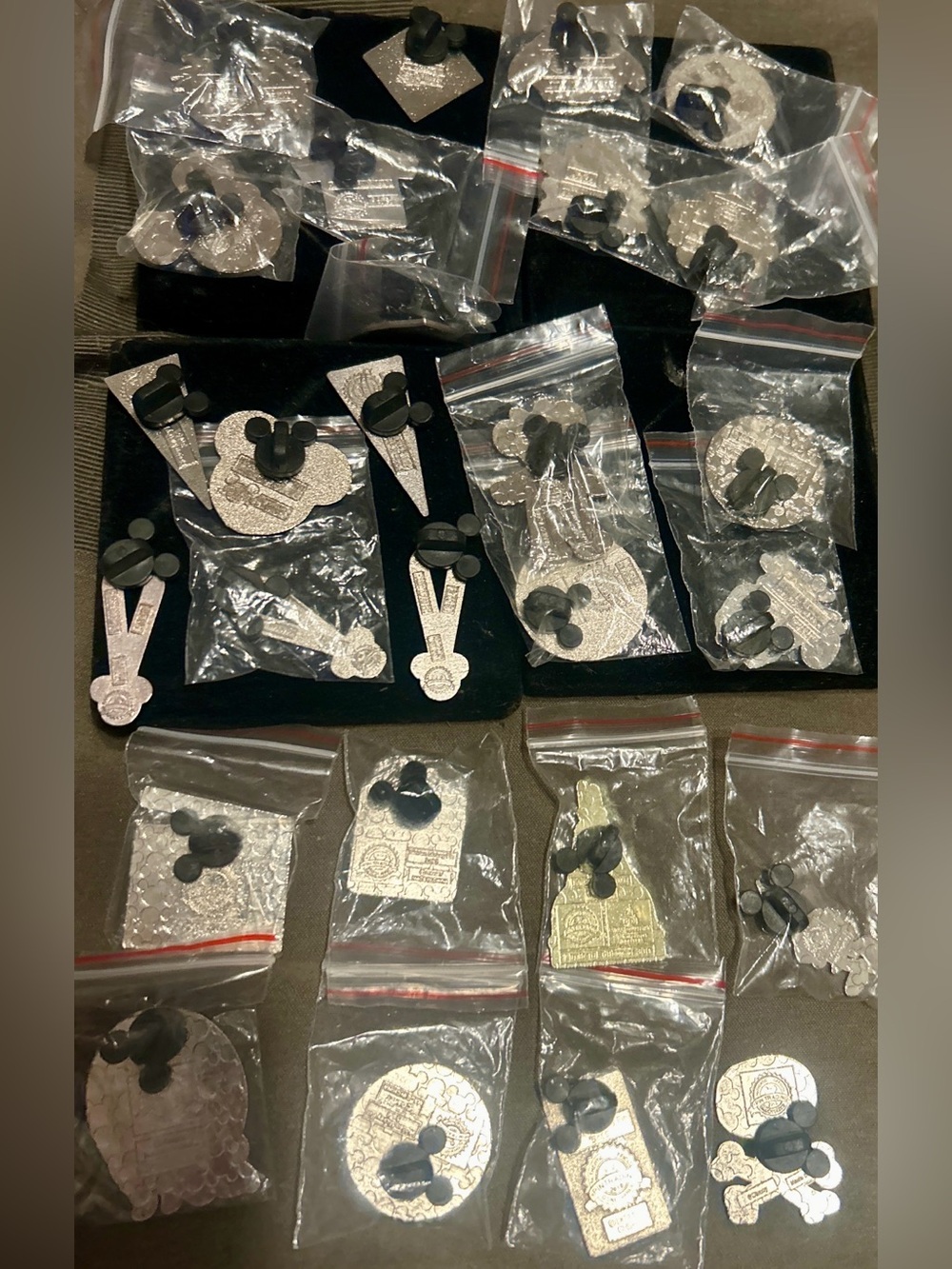 Disney Silver-Tone Mickey Enamel Pin Lot
